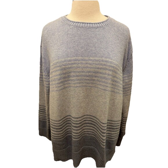 Ella Moss Blue Striped Long Sleeve Sweater XXL - Picture 2 of 4